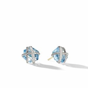 David Yurman Cable Wrap Stud Earrings Blue Topaz